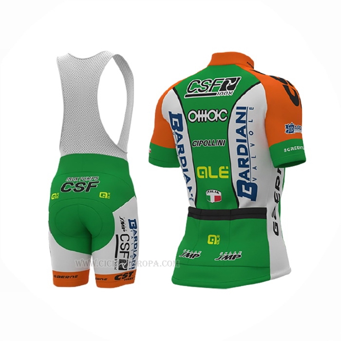 2018 Ropa Ciclismo Bardiani Csf Verde Blanco Mangas Corta y Culotte Corto